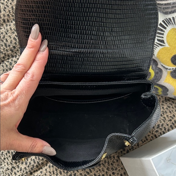 Polene Numéro Un Nano Crocodile Textured Black Leather Crossbody Bag - Picture 5 of 9